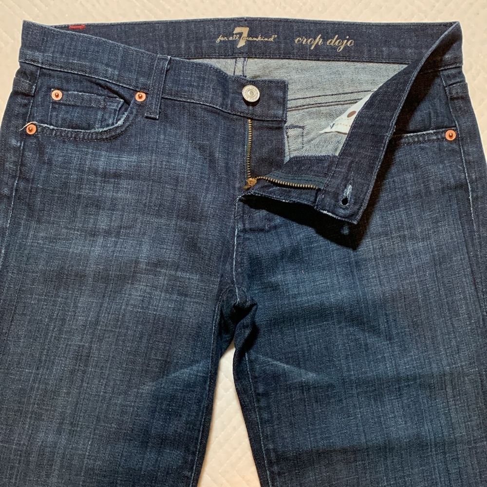 7 for All Mankind 7FAM Dojo Crop Jeans, Dark Wash Denim, Wide Leg, Size 29 - Picture 5 of 16
